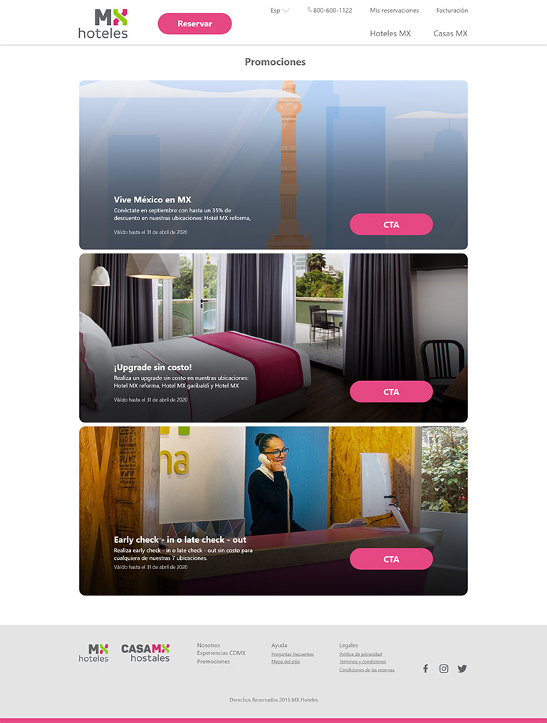 Sección Promociones hoteles MX