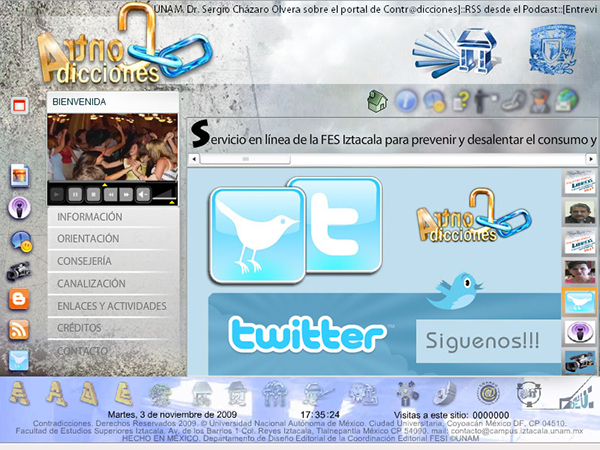 Inicio del portal web Contra adicciones