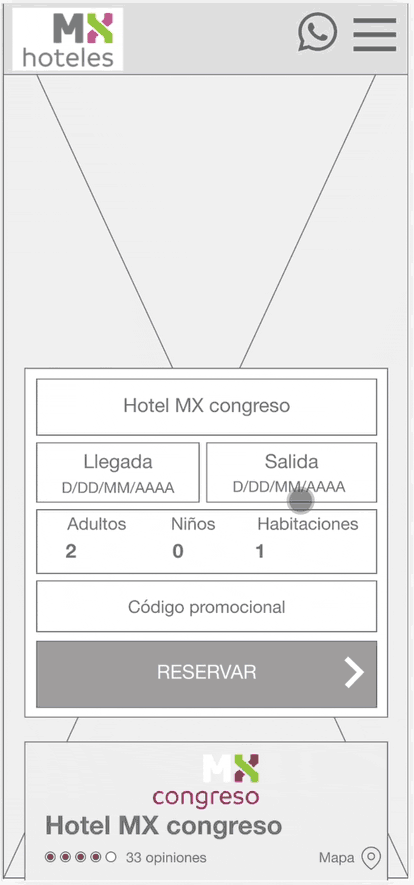 Prototipo mobile hoteles MX.