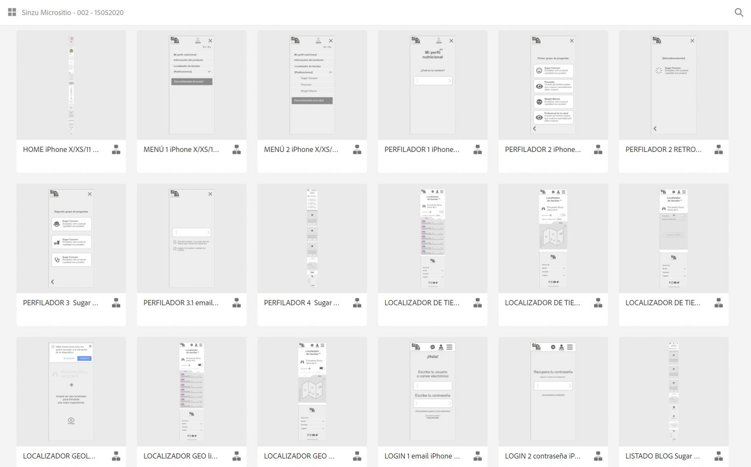 wireframes sinzu